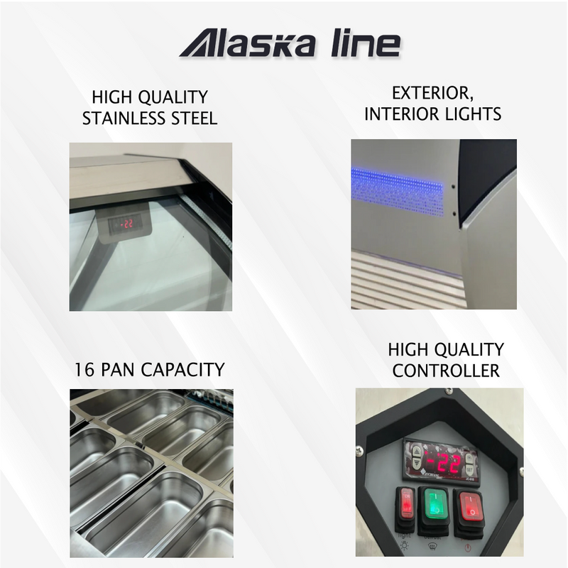 Alaska-Line 16 Pan Gelato Freezer Showcase QD-BB-16