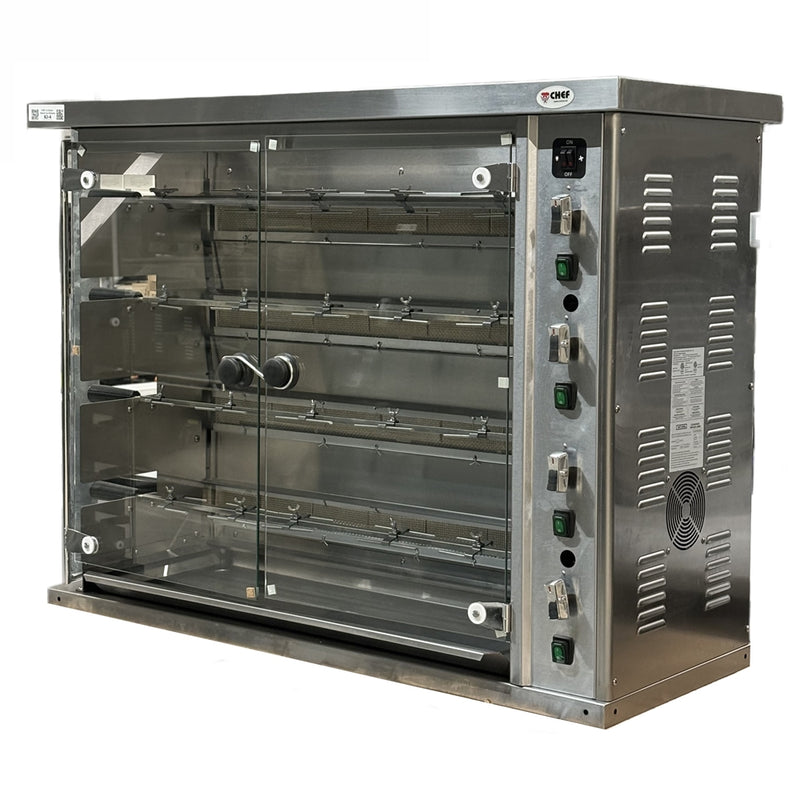 CHEF Natural Gas Rotisserie, 4 Spits, 16 Chicken Capacity KJ-4