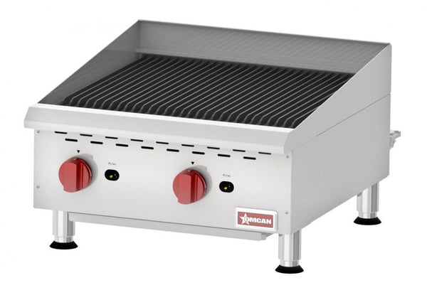 Omcan 24″ Elite Countertop Radiant Gas Charbroiler 2 Burners, 80,000 BTU 43727