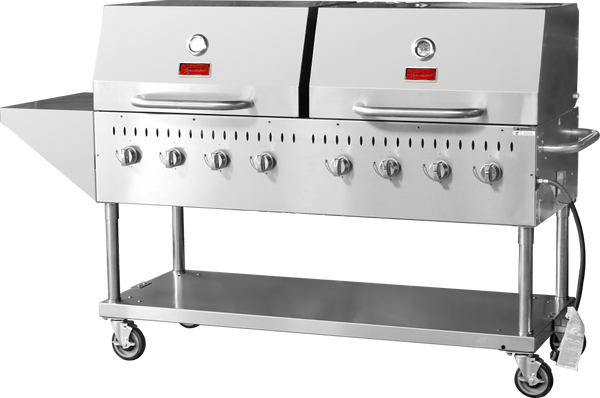 Omcan Stainless Steel Propane Outdoor BBQ Grill, 8 Burners 47353