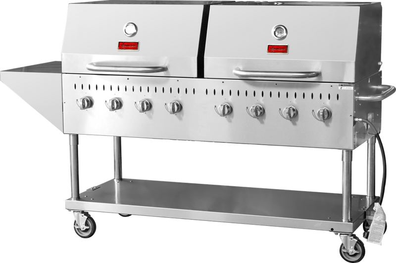 Omcan Stainless Steel Propane Outdoor BBQ Grill, 8 Burners 47353