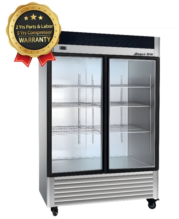 55" Alaska-Line Reach in 2 Glass Door Freezer 50 Cu.Ft HIT-408