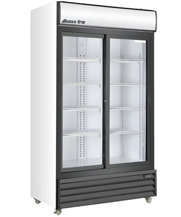 40" Alaska-Line Double Sliding Glass Door Cooler 28 Cu.Ft., HIT-803