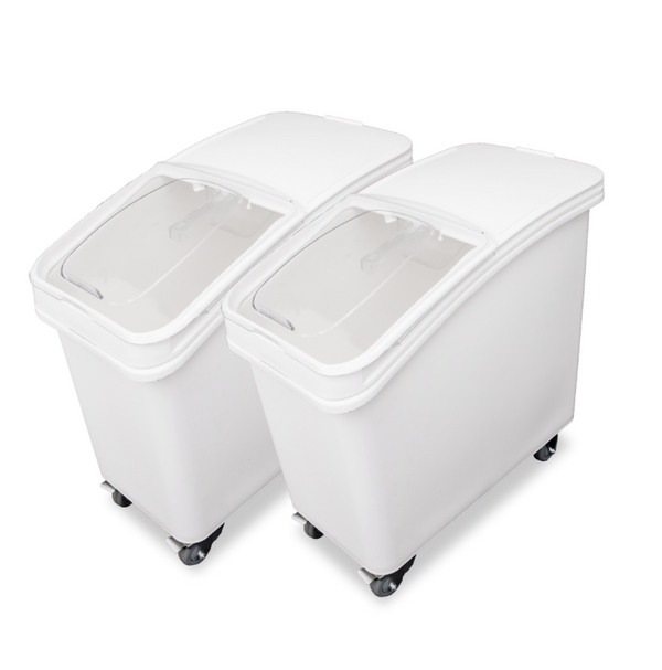 Omcan 102 Liter (27 Gallon) Ingredient Bin with Sliding Lid and Scoop (Pack of 2) 80986