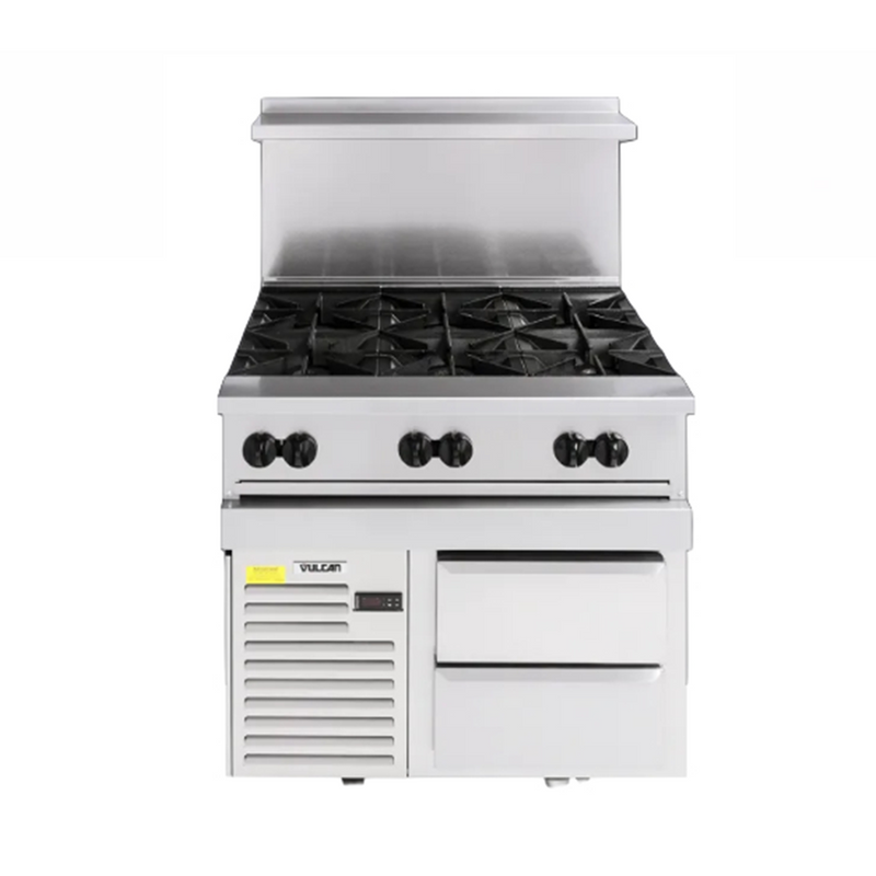 Vulcan Endurance 6 Burner 36" Natural Gas Range with Refrigerated Base 36R-6BN