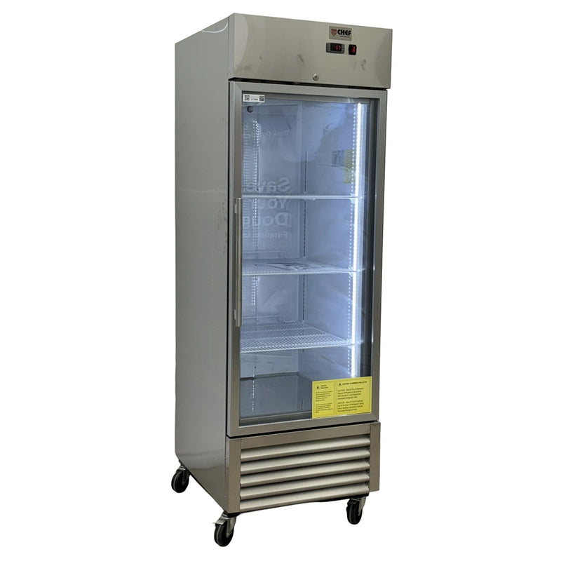 27'' CHEF Reach In Single Glass Door Cooler 21 Cu.Ft., ST-23BRG