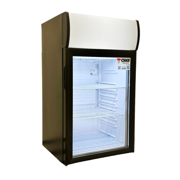 CHEF Countertop Glass Door Mini Display Beverage Cooler 68L Capacity, SC68B