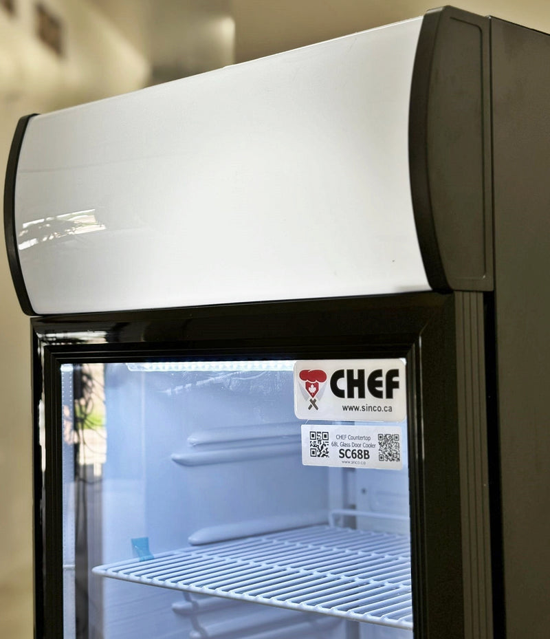 CHEF Countertop Glass Door Mini Display Beverage Cooler 68L Capacity, SC68B