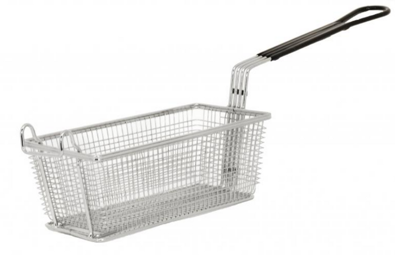 Omcan Nickel-Plated Iron Fryer Basket with Black Handle 80553