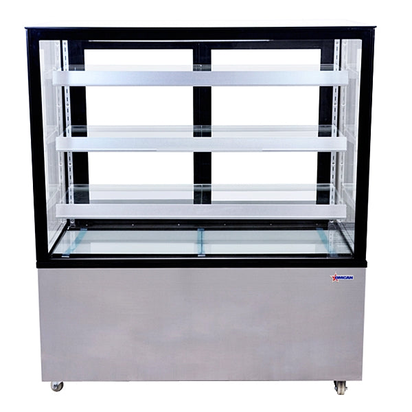 48" Omcan Square Glass Floor Refrigerated Display Case 530L Capacity, 44383