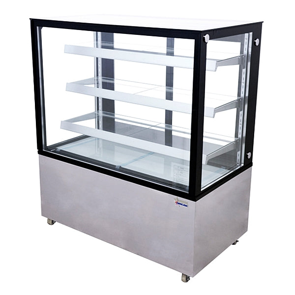 48" Omcan Square Glass Floor Refrigerated Display Case 530L Capacity, 44383