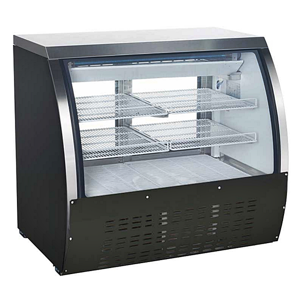 47" Omcan Refrigerated Floor Showcase with Black Coated Steel Exterior 50077