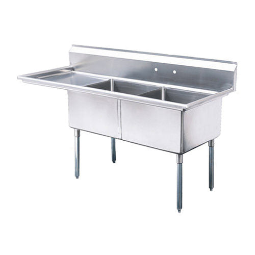 EFI 24″ x 24″ x 14″ Corner Drain Two Compartment Sink With Left Drain